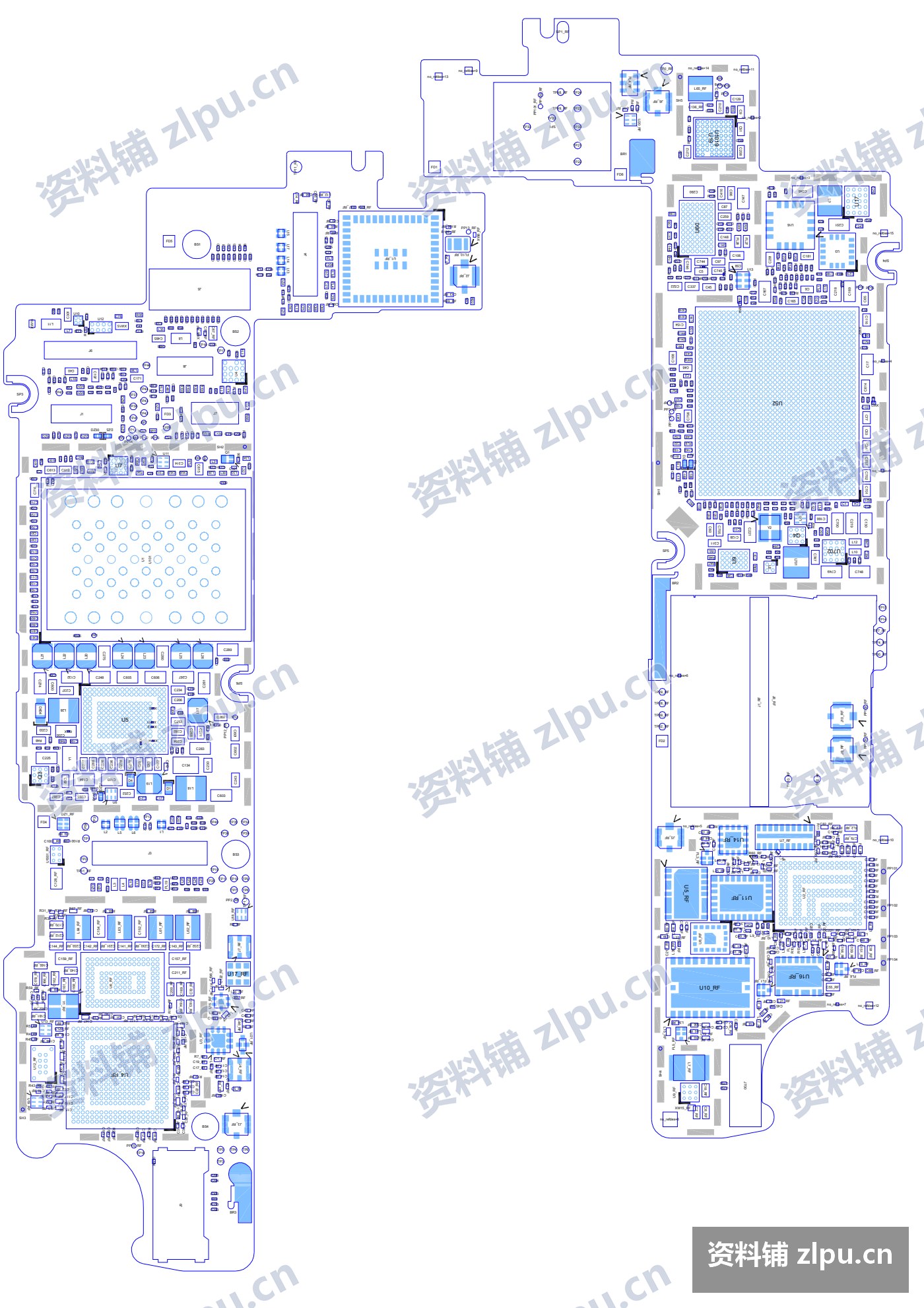 iPhone 4S 维修图纸全套|中文原理图+元件彩图+零件位置图+18类故障维修实例(25份)插图3 零件位置图
