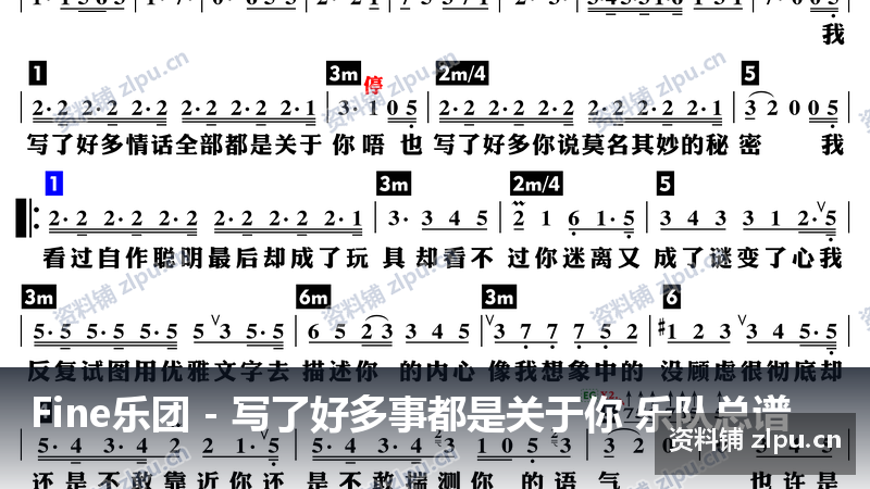 Fine乐团 写了好多事都是关于你 乐队总谱（共2页）-资料铺