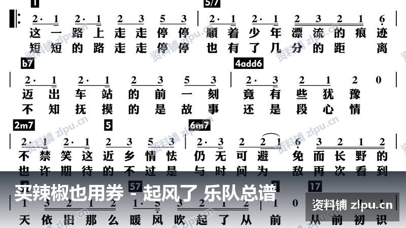 买辣椒也用券 起风了 乐队总谱（共3页）-资料铺