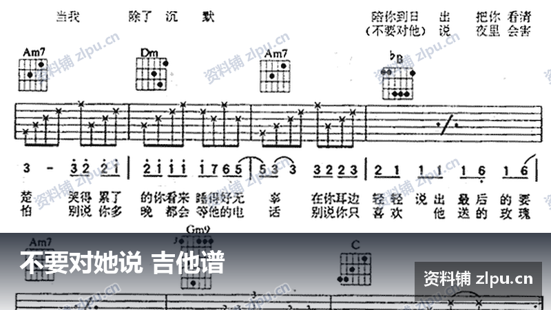 不要对她说 吉他谱-资料铺