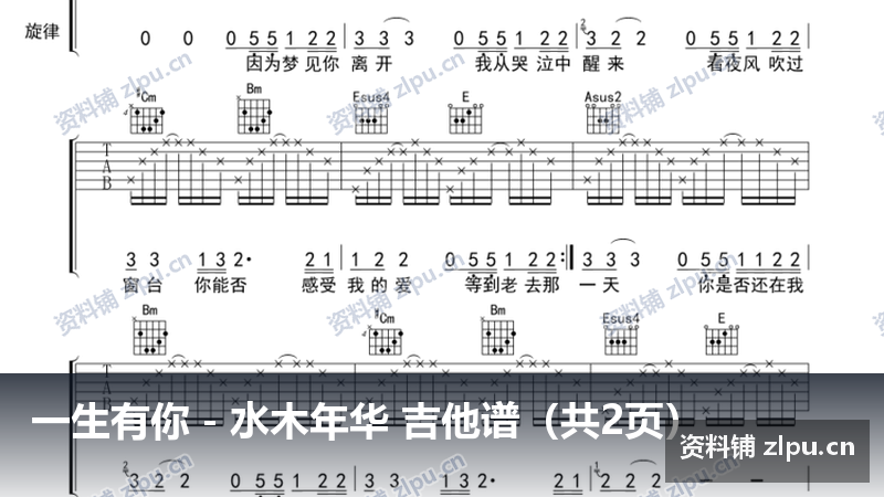一生有你-水木年华 吉他谱(共2页)-资料铺