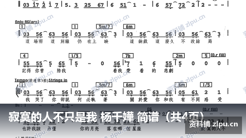 寂寞的人不只是我 杨千嬅 简谱(共4页)-资料铺