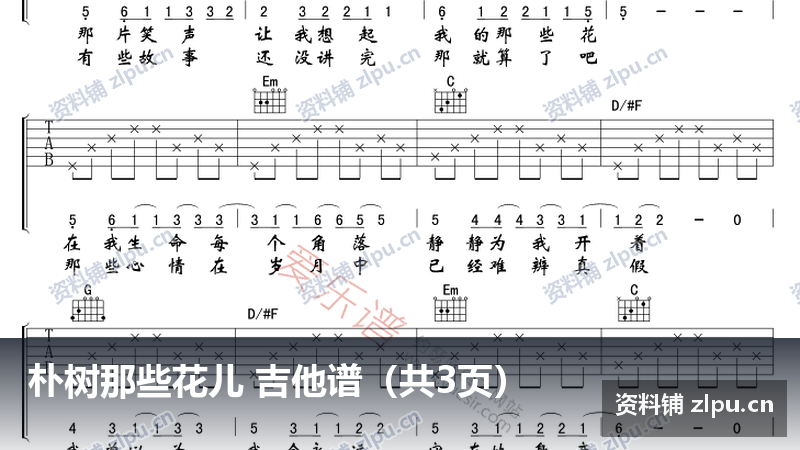 朴树那些花儿 吉他谱(共3页)-资料铺