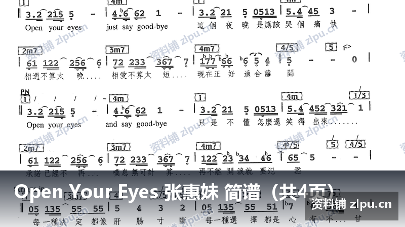 Open Your Eyes 张惠妹 简谱(共4页)-资料铺
