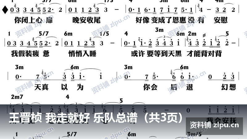 王晋桢 我走就好 乐队总谱（共3页）-资料铺