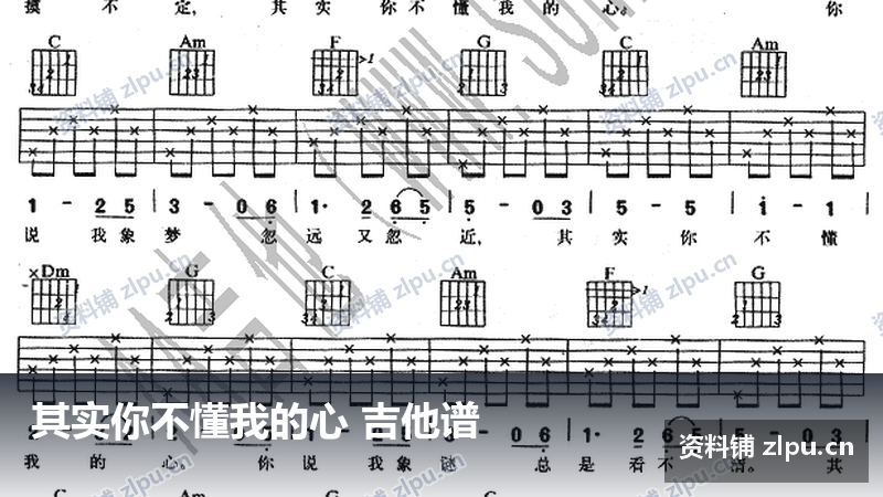其实你不懂我的心 吉他谱-资料铺