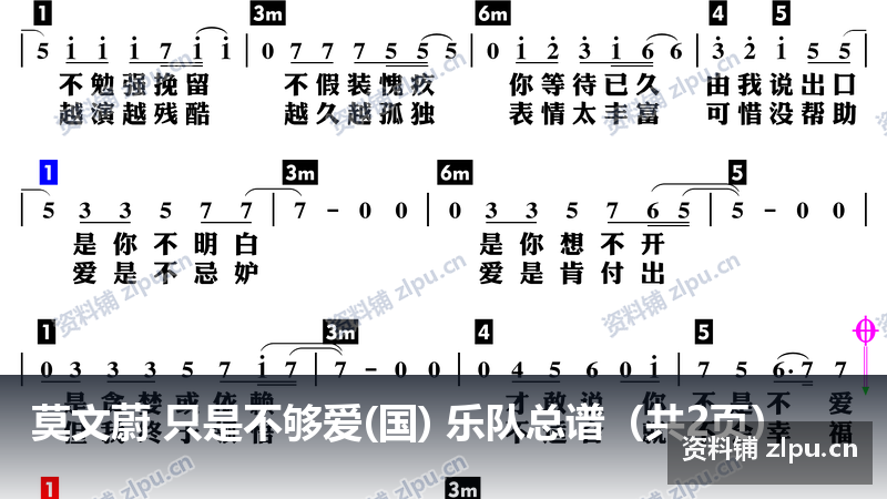 莫文蔚 只是不够爱(国) 乐队总谱（共2页）-资料铺
