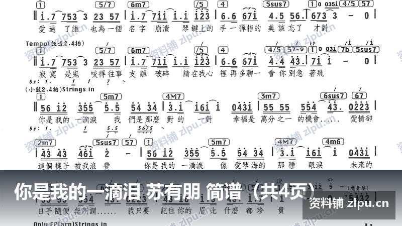 你是我的一滴泪 苏有朋 简谱（共4页）-资料铺