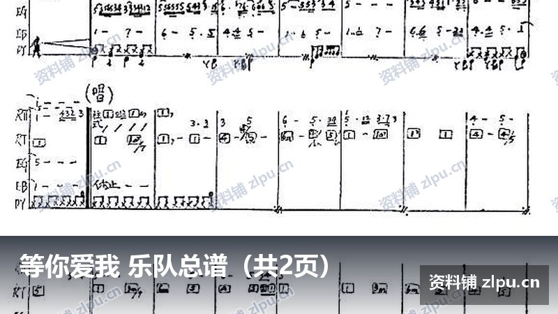 等你爱我 乐队总谱（共2页）-资料铺