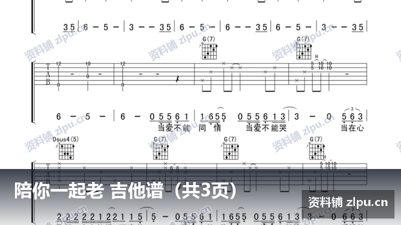 陪你一起老 吉他谱（共3页）-资料铺