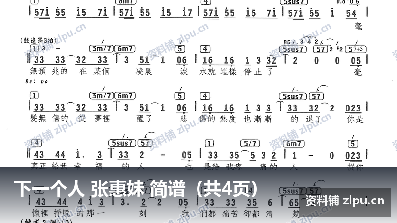 下一个人 张惠妹 简谱（共4页）-资料铺