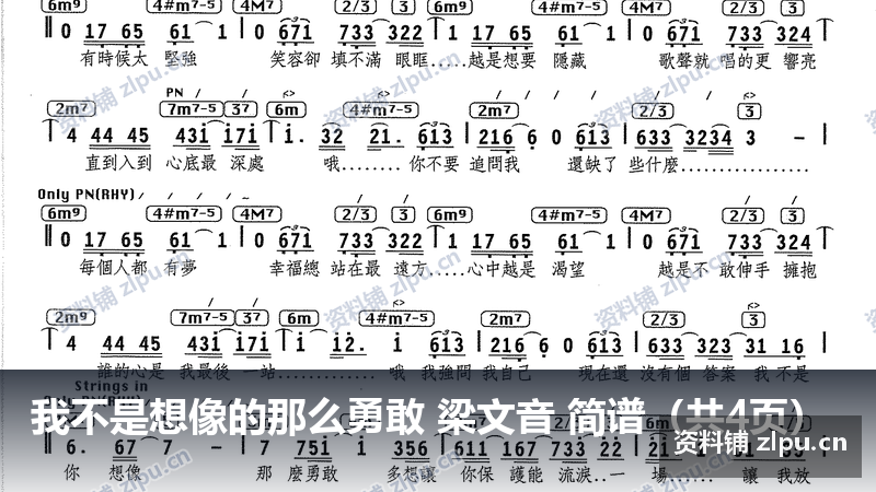 我不是想像的那么勇敢 梁文音 简谱(共4页)-资料铺