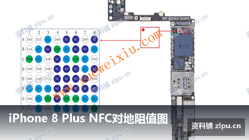 iPhone 8 Plus NFC对地阻值图-资料铺