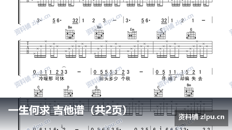 一生何求 吉他谱(共2页)-资料铺