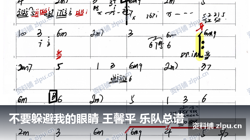 不要躲避我的眼睛 王馨平 乐队总谱-资料铺