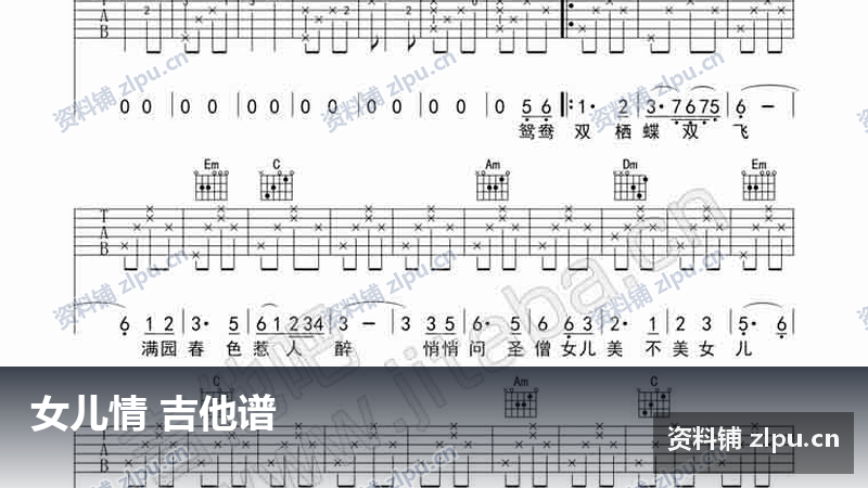 女儿情 吉他谱-资料铺