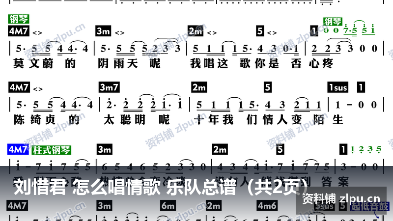 刘惜君 怎么唱情歌 乐队总谱（共2页）-资料铺
