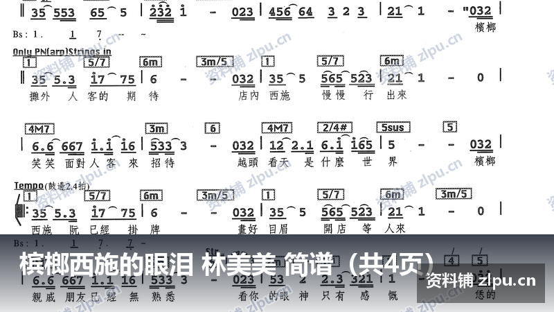 槟榔西施的眼泪 林美美 简谱(共4页)-资料铺