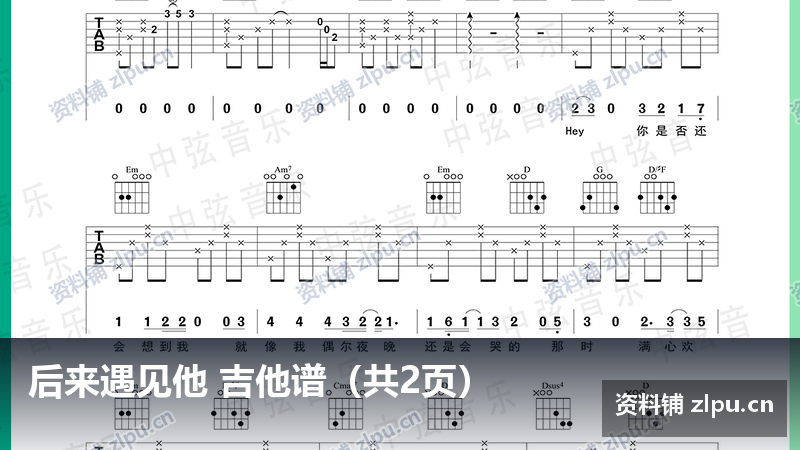 后来遇见他 吉他谱(共2页)-资料铺