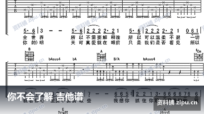 你不会了解 吉他谱-资料铺