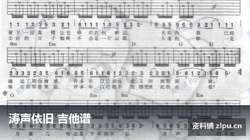 涛声依旧 吉他谱-资料铺