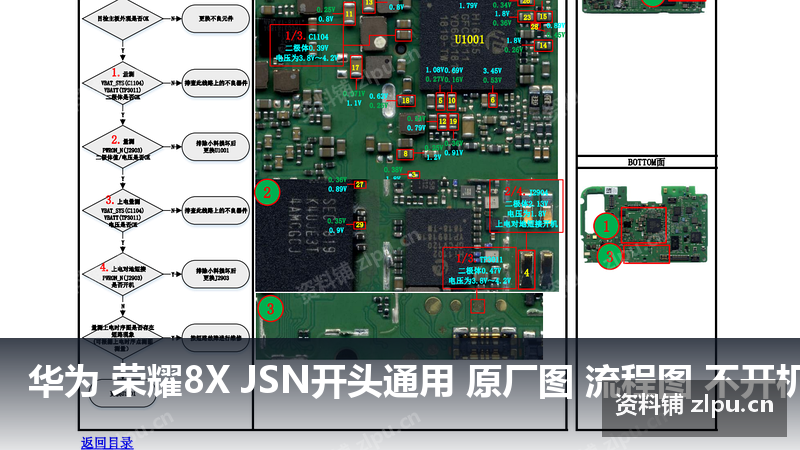 华为 荣耀8X JSN开头通用 原厂图 流程图 不开机-资料铺