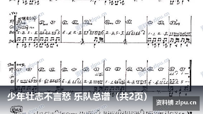 少年壮志不言愁 乐队总谱（共2页）-资料铺