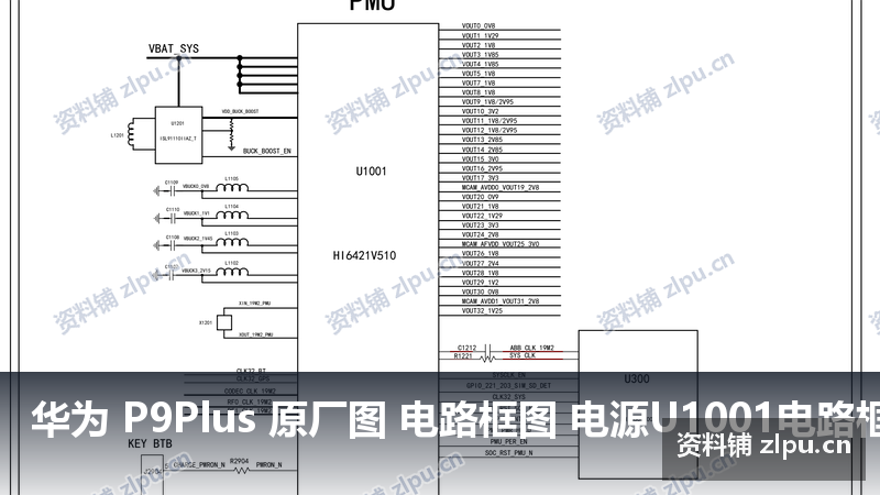 华为 P9Plus 原厂图 电路框图 电源U1001电路框图-资料铺