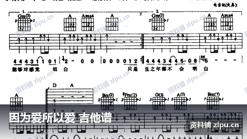 因为爱所以爱 吉他谱-资料铺