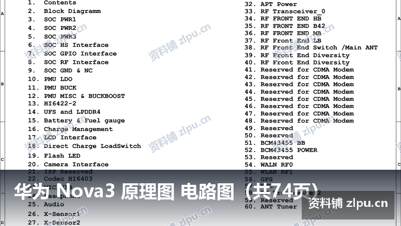 华为 Nova3 原理图 电路图（共74页）-资料铺