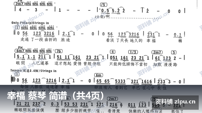 幸福 蔡琴 简谱（共4页）-资料铺