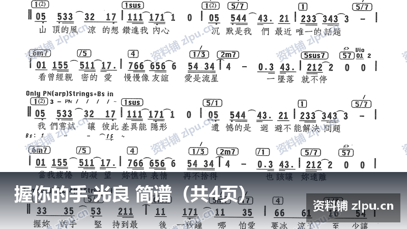 握你的手 光良 简谱（共4页）-资料铺