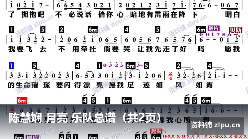 陈慧娴 月亮 乐队总谱（共2页）-资料铺