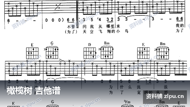 橄榄树 吉他谱-资料铺