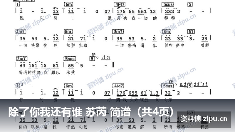 除了你我还有谁 苏芮 简谱（共4页）-资料铺