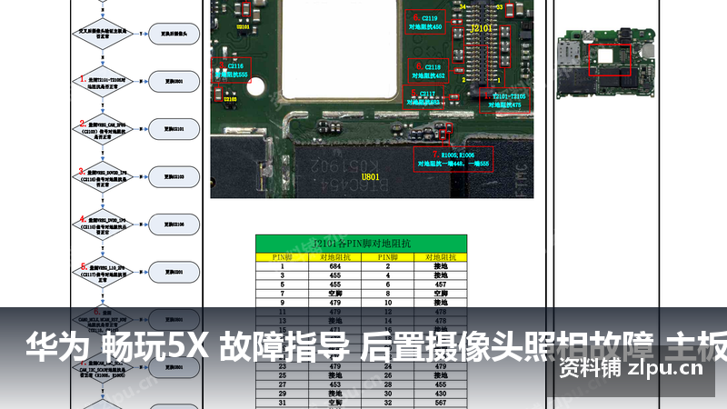 华为 畅玩5X 故障指导 后置摄像头照相故障 主板原理图-资料铺
