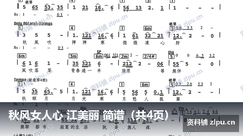 秋风女人心 江美丽 简谱（共4页）-资料铺