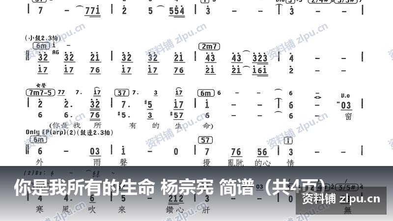 你是我所有的生命 杨宗宪 简谱（共4页）-资料铺