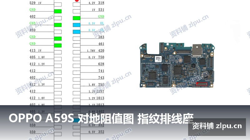 OPPO A59S 对地阻值图 指纹排线座-资料铺