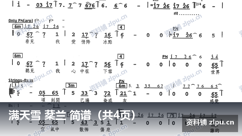 满天雪 棻兰 简谱（共4页）-资料铺