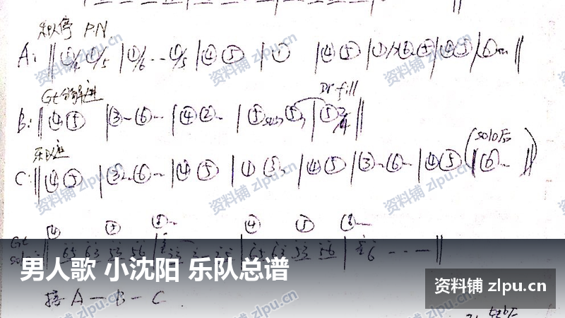 男人歌 小沈阳 乐队总谱-资料铺