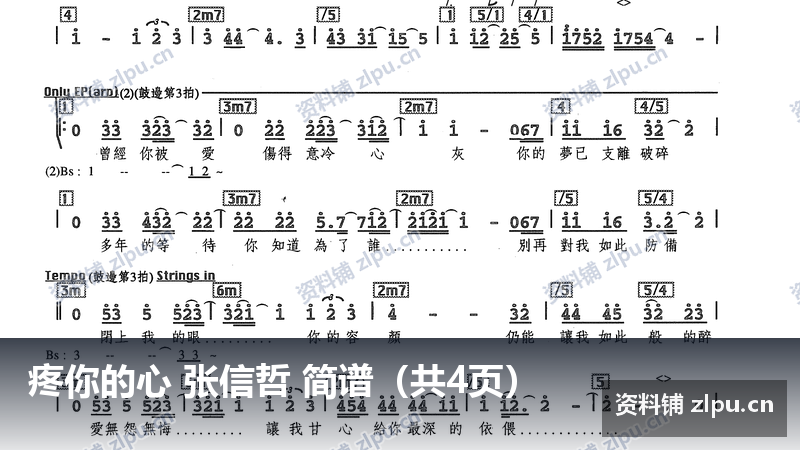 疼你的心 张信哲 简谱（共4页）-资料铺