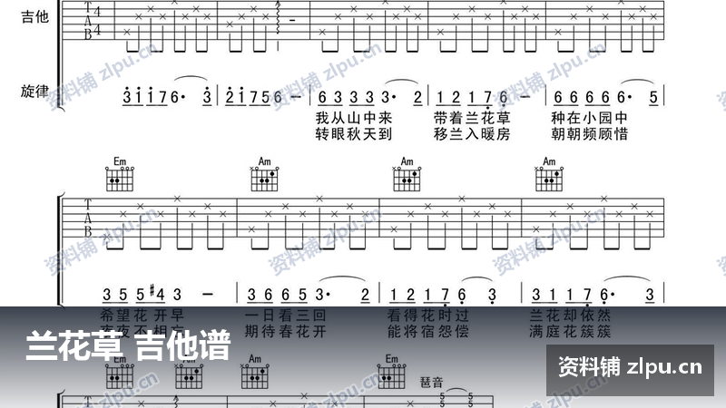 兰花草 吉他谱-资料铺