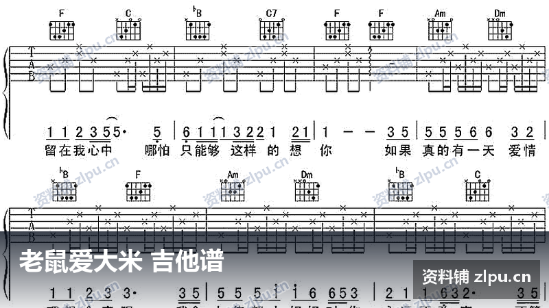 老鼠爱大米 吉他谱-资料铺