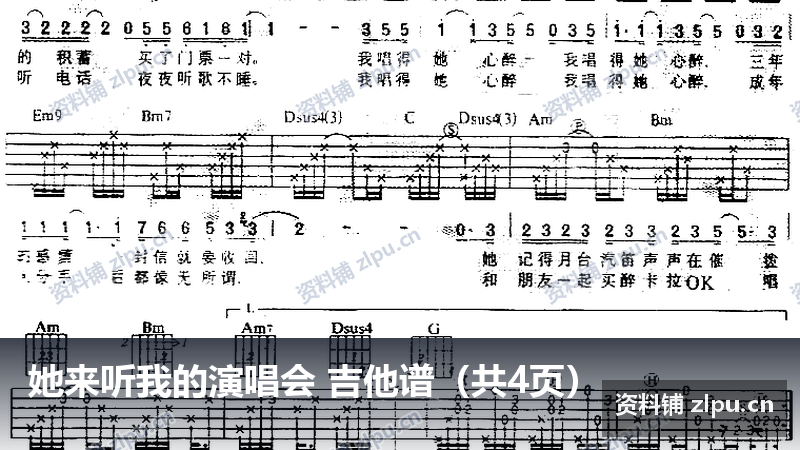 她来听我的演唱会 吉他谱(共4页)-资料铺