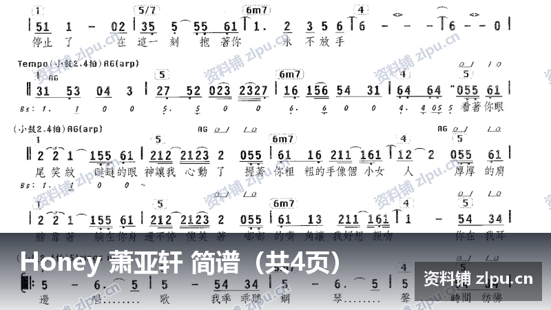 Honey 萧亚轩 简谱(共4页)-资料铺