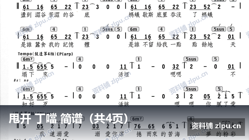 甩开 丁噹 简谱(共4页)-资料铺