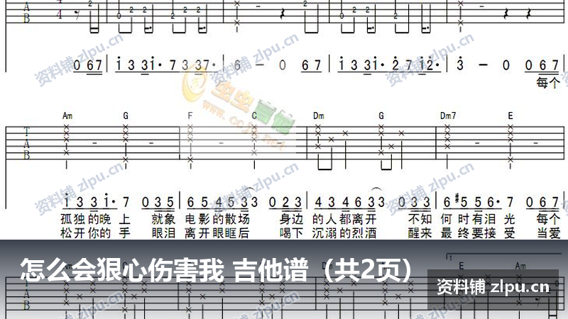 怎么会狠心伤害我 吉他谱(共2页)-资料铺
