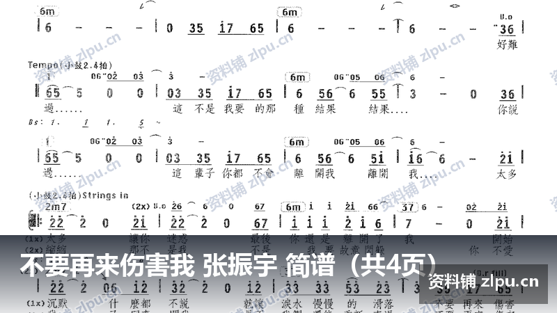 不要再来伤害我 张振宇 简谱（共4页）-资料铺