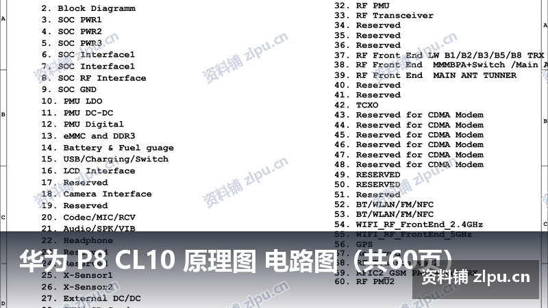 华为 P8 CL10 原理图 电路图(共60页)-资料铺